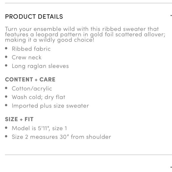 TORRID 🐆 Leopard Print Ribbed Sweater Plus Size 00 Gold Foil Shimmer Knit Grey - Picture 8 of 8